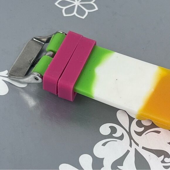 Geneva 5373 Multi Color Silicone Band Rhinestone Face Stainless Steel Watch - Picture 10 of 11